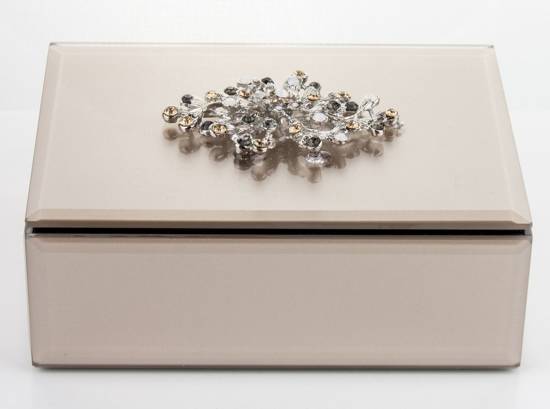 SIMI szkatułka na biżuterię z dekoracyjną broszką, 7x16x12 cm