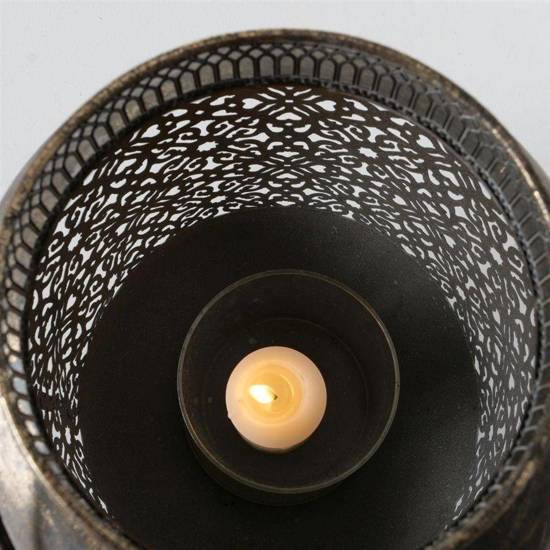 SLIGO komplet 2 metalowych lampionów zdobionych ażurowym wzorem, wys. 33 cm i 43 cm