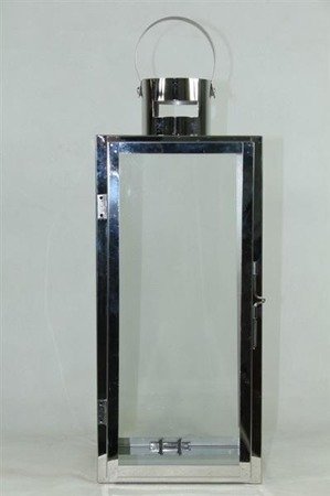 STING lampion srebrny metalowy, wys. 48 cm