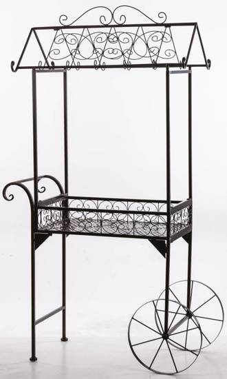 STRAGAN kwietnik czarny metalowy na kołach, 145x47x86 cm