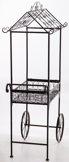 STRAGAN kwietnik czarny metalowy na kołach, 145x47x86 cm