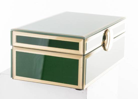 SZMARAGD szkatułka na biżuterię zielono-złota, wys. 9 cm