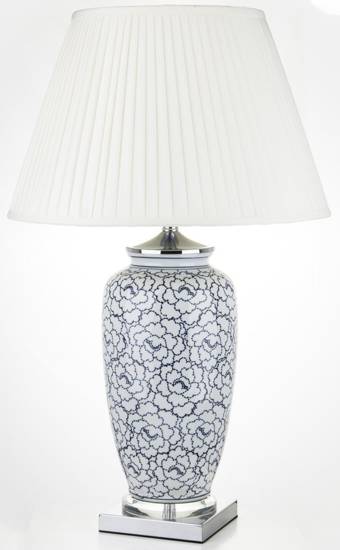 TAJLA lampa ceramiczna z motywem kwiatów w stylu hampton, wys. 74 cm