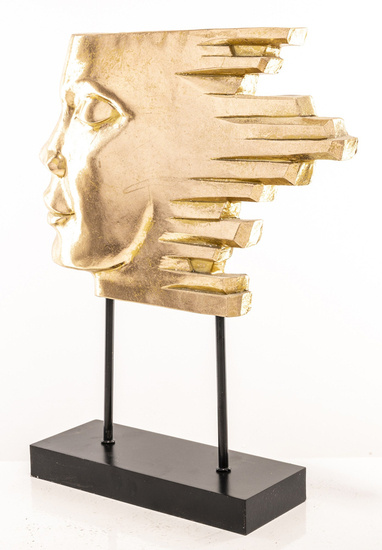 TEQUERO dekoracja złota twarz na czarnej podstawie, wys. 35 cm