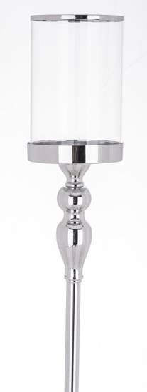 TIDO świecznik metalowy wysoki srebrny ze szklanym kielichem, wys. 95 cm