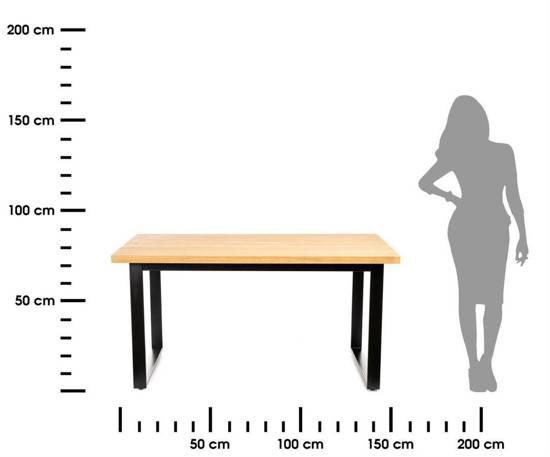 TIMOTHY stół jadalniany z naturalnego drewna dębowego na metalowym stelażu, 150x90 cm