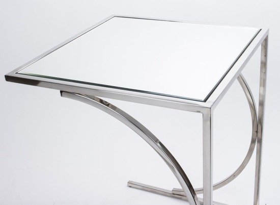 TRINI stolik z lustrzanym blatem na srebrnych nogach, wys. 60 cm