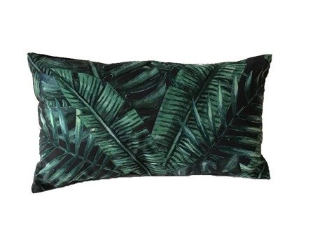 URBAN JUNGLE poduszka welur, monstera / liście tropikalne, prostokątna 30x50 cm