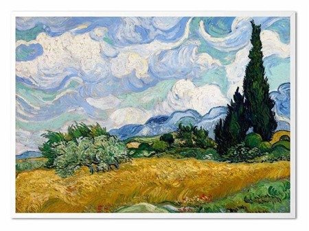 VAN GOGH - POLE PSZENICY Z CYPRYSAMI obraz, 53x73 cm