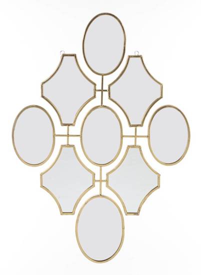 VANESA lustro/dekoracja ścienna 9 luster w złotych ramach, wys. 103 cm