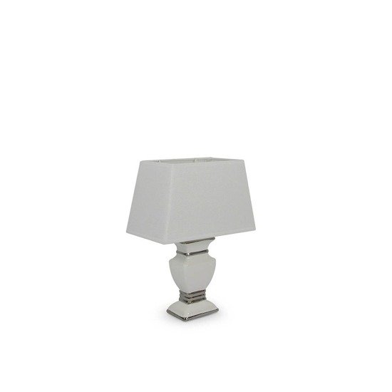 VENEZIA lampa ceramiczna biała z białym abażurem, wys. 35 cm