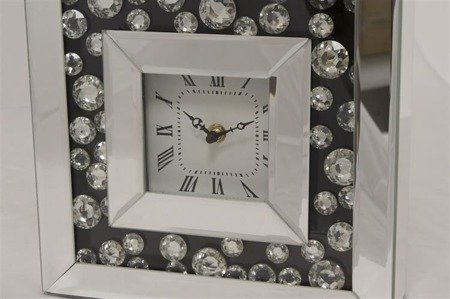 VETRARIO BLACK zegar lustrzany z kryształami kwadratowy, 26x26 cm