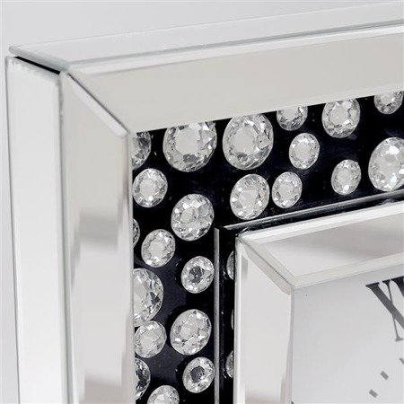 VETRARIO zegar w lustrzanej ramie z kryształkami, 50x50 cm