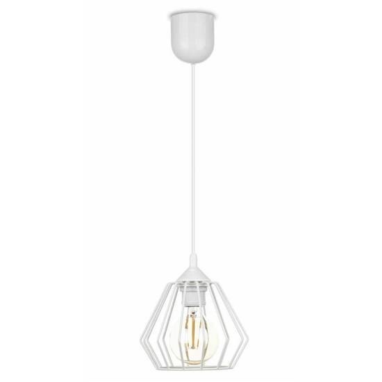 WARSAW LOFT lampa wisząca geometryczna druciana biała na białym kablu, wys. 13 cm 