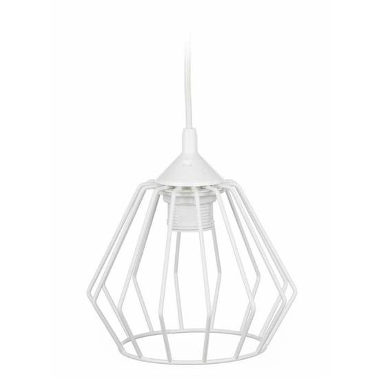 WARSAW LOFT lampa wisząca geometryczna druciana biała na białym kablu, wys. 13 cm 
