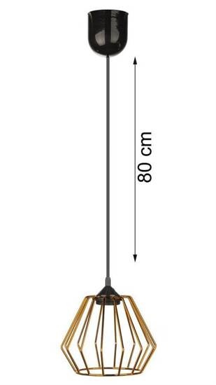 WARSAW LOFT lampa wisząca geometryczna druciana miedziana na czarnym kablu, wys. 13 cm 