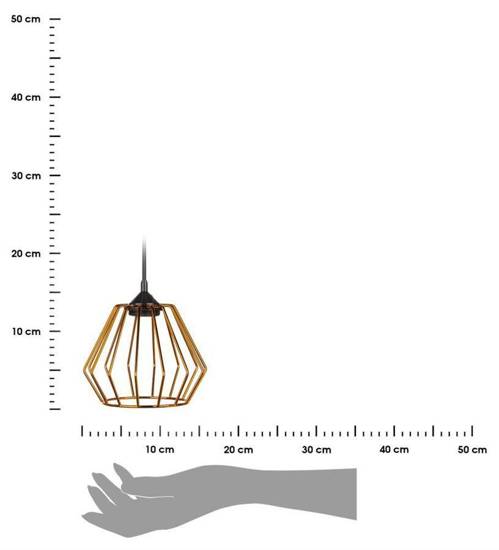 WARSAW LOFT lampa wisząca geometryczna druciana miedziana na czarnym kablu, wys. 13 cm 