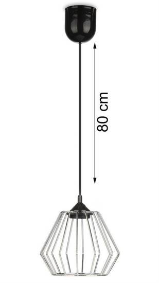 WARSAW LOFT lampa wisząca geometryczna druciana srebrna na czarnym kablu, wys. 13 cm 