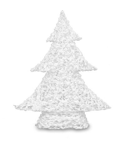 ZAŚNIEŻONA CHOINKA BOŻONARODZENIOWA ozdoba biała z bawełny z oświetleniem led, 39x33x8 cm