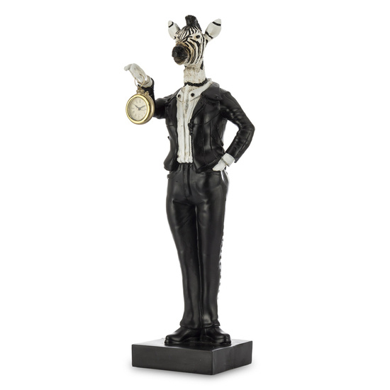 ZEBRA W GARNITURZE figurka czarno-biała zebry z zegarkiem, wys. 59 cm