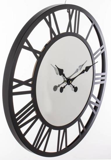 ZIGI zegar w czarnej metalowej ramie z lustrzaną tarczą, Ø 60 cm