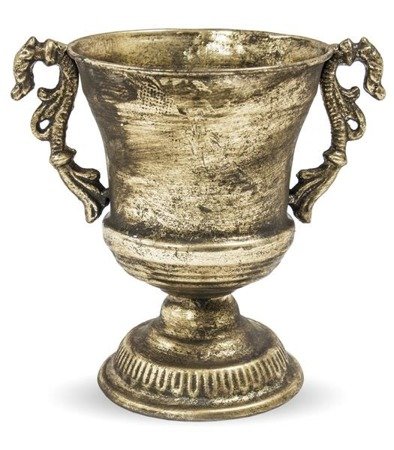 ZOE wazon metalowy stare złoto z uchwytami, wys. 19 cm